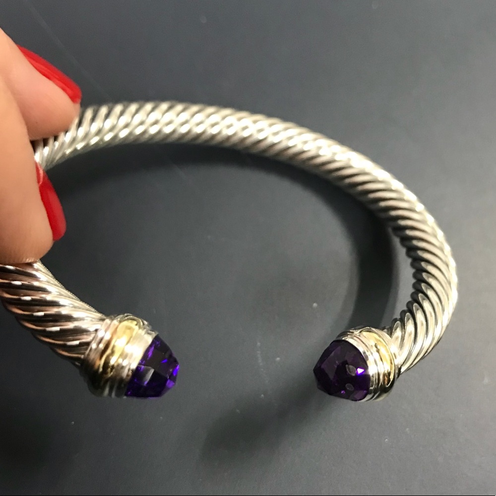 DY Silver and 14k Gold 7mm Bracelet with Amethyst
